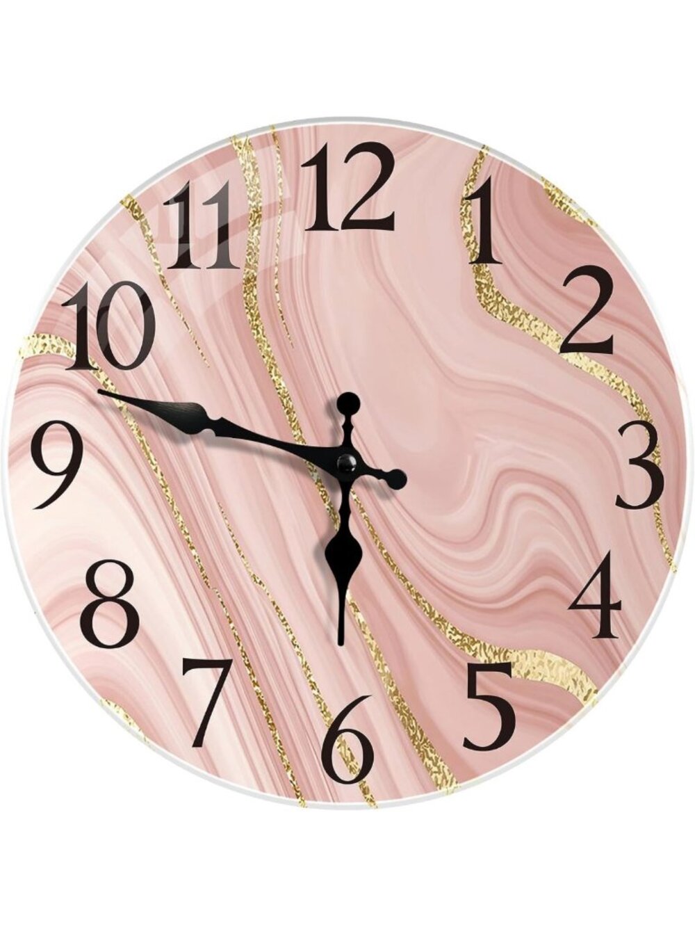Stylish 12" Silent Non-Ticking Glass Wall Clock - Waterproof Outdoor Decor, Pink